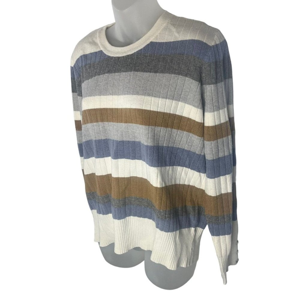 Evolution By Cyrus Striped Sweater Rooney Button Cuff Ribbed‎ Women's Size XXL
